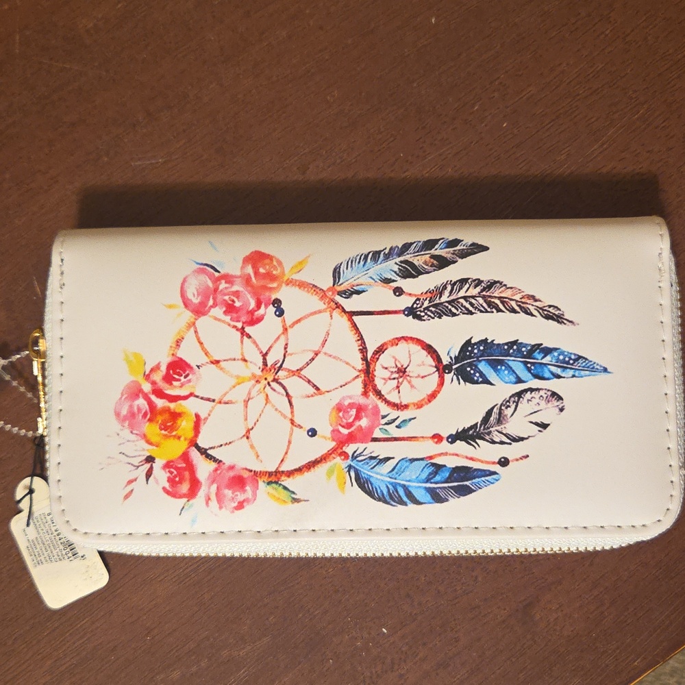 White Floral Dreamcatcher Zip Wallet - Picture 2 of 6